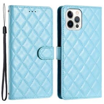 Mobiele telefoonhoes voor iPhone 13 Pro , Stand Stitching Line Rhombus Texture PU lederen telefoonhoes Portemonnee Shell