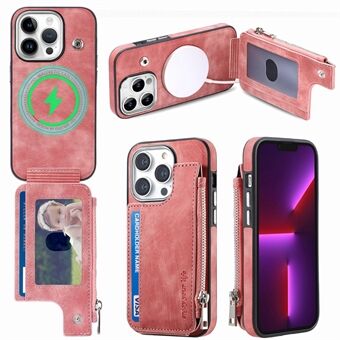 Schokbestendige hoes voor iPhone 13 Pro 6,1 inch portemonnee met ritssluiting Magnetische telefoonhoes PU lederen TPU-telefoonhoes