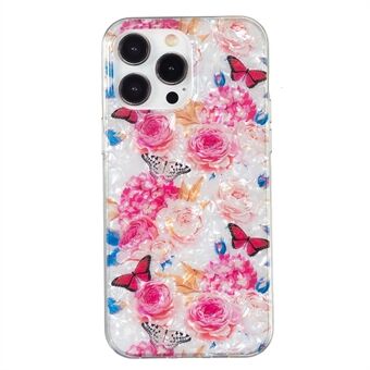 Voor iPhone 13 Pro 6,1 inch IMD Marble Flower Anti-Drop Slim Case Shell Patroon TPU Telefoonbeschermer