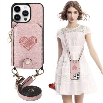 Anti-drop Case voor iPhone 13 Pro 6.1 inch Rits Portemonnee Standaard PU Leer + PC + TPU Telefoon Cover met Lanyard