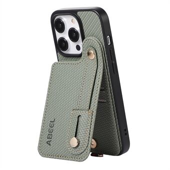 ABEEL Stijl 03 Voor iPhone 13 Pro PU Leer + TPU Kickstand Cover RFID Blocking Card Slot Koolstofvezel textuur Telefoon Case