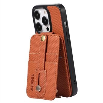 ABEEL Stijl 02 Voor iPhone 13 Pro RFID Blocking Kaarthouder Kickstand Cover Koolstofvezel Textuur PU Leer + TPU Telefoon Case