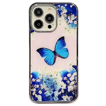 Voor iPhone 13 Pro 6,1 inch IMD Bloemenpatroon Anti-drop telefoonhoes PC + TPU Galvaniserende hoes