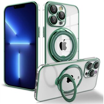 Schokbestendige hoes voor iPhone 13 Pro 6,1 inch pc + TPU Telefoon Shell Draaibare standaard Achterkant Compatibel met MagSafe