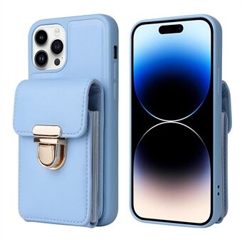 Voor iPhone 13 Pro meerdere kaartsleuven telefoonhoes standaard PU-leer gecoate TPU-hoes met schouderriem