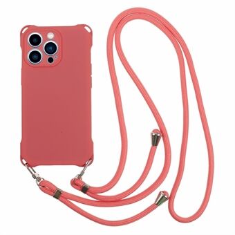 Voor iPhone 13 Pro 6,1 inch Anti Drop vierhoek verdikte TPU telefoonbeschermhoes met hangend touw