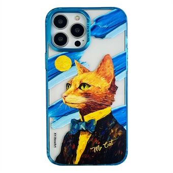 Voor iPhone 13 Pro 6,1 inch olieverfschilderij achterkant Scratch pc+TPU telefoonhoesje