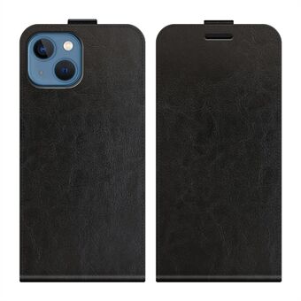 Crazy Horse Texture Vertical Flip PU lederen telefoonhoes met kaartsleuf voor iPhone 13 mini - Zwart