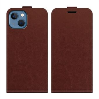 Crazy Horse Texture Vertical Flip PU lederen telefoonhoes met kaartsleuf voor iPhone 13 mini - Bruin