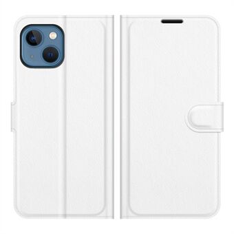 Volledig beschermende Litchi-huid lederen portemonnee hoesje Stand telefoonstandaard Case Cover voor iPhone 13 mini 5.4 Inch