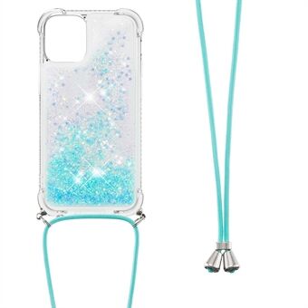 Anti-val Drijfzand Shiny Glitter Mobiele Telefoon TPU Cover met Koord voor iPhone 13 mini 5,4 inch