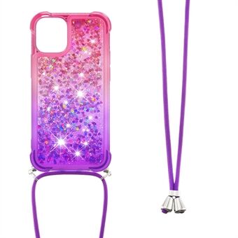 Gradient Quicksand Series Glitter Flowing TPU Liquid Flowing Case met riem voor iPhone 13 mini 5,4 inch
