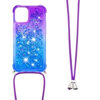 Gradient Quicksand Series Glitter Flowing TPU Liquid Flowing Case met riem voor iPhone 13 mini 5,4 inch