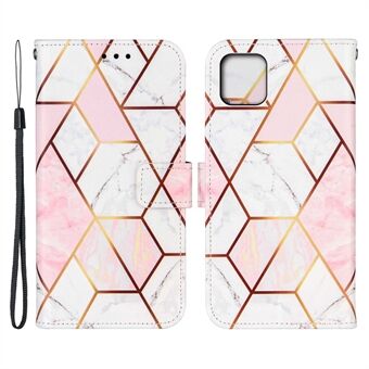 Creative Splicing Marble Pattern Flip Stand Wallet Leather Case Cover met riem voor iPhone 13 mini 5,4 inch
