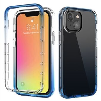 Valbestendig Transparant Kleurverloop Helder TPU + PC Back Shell voor iPhone 13 mini - Blauw