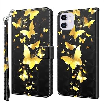 Cool 3D patroon print PU leer magnetisch slot Schokbestendig Stand flip cover met riem voor iPhone 13 mini 5,4 inch