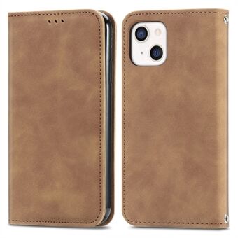 Auto-absorberende anti-val Vintage stijl Skin-touch Feeling lederen hoes voor iPhone 13 mini 5,4 inch