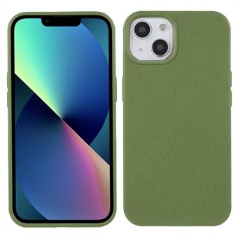 Valbestendige Tarwe Stro-stijl TPU-beschermende achterkant van de telefoon voor iPhone 13 mini - Zwart Groen