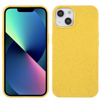 Valbestendige Wheat Straw Style TPU-beschermende achterkant van de telefoon voor iPhone 13 mini - Geel