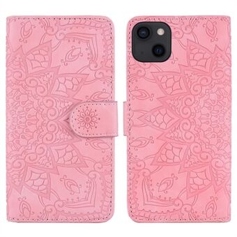 Imprint Flower Premium PU lederen portemonnee Flip beschermhoes met magnetische sluiting en Stand voor iPhone 13 mini 5,4 inch