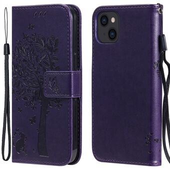 Embossing Design Kaarten Slots Beschermende lederen portemonnee telefoonhoes met Stand voor iPhone 13 mini 5,4 inch