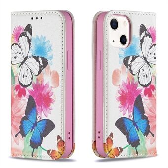 Patroon Print Magnetische Auto Absorberende Lederen Case Stand Telefoon Cover voor iPhone 13 mini 5,4 inch