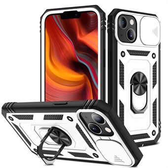 Goed beschermd cameraschuifontwerp 3-in-1 TPU + pc + metalen telefoonhoes met kaartsleuf voor iPhone 13 mini 5,4 inch