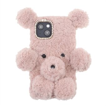 3D Fluffy Bear Doll Soft TPU Cover Mobiele telefoon Case Shell voor iPhone 13 mini 5,4 inch