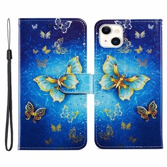 Portemonnee Ontwerp Anti-Drop Dubbelzijdig Magnetisch Slot Patroon Afdrukken Lederen Stand Cover Cover voor iPhone 13 mini 5.4 Inch