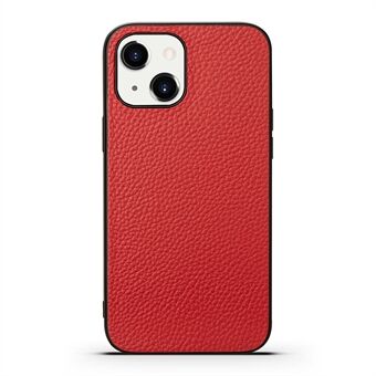 Nauwkeurige uitsparing Litchi-textuur echt leer + TPU schokbestendige beschermhoes voor iPhone 13 mini 5.4 inch