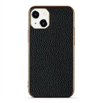 Stofdichte verzinkte Litchi-textuur met echt leer gecoate TPU-hoes voor iPhone 13 mini 5,4 inch