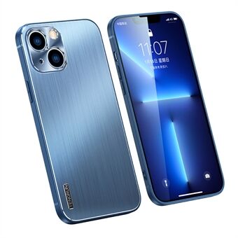 Anti-kras Nauwkeurige uitsparing Galvaniserend geborsteld zacht TPU + pc-telefoonhoes voor iPhone 13 mini - blauw