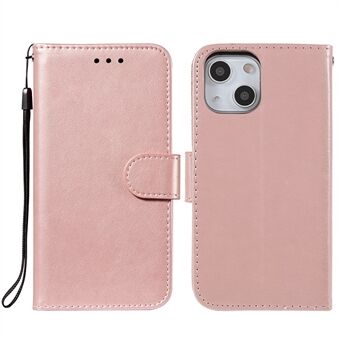 Folio Volledige bescherming Magnetische effen kleur PU lederen portemonnee Stand Flip Cover Case met polsband voor iPhone 13 mini 5.4 inch