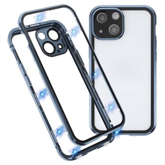 Ultrahelder dubbelzijdig gehard glas + metalen frame Magnetische absorptie Telefoonhoes met volledige dekking voor iPhone 13 mini 5,4 inch