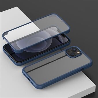 Harde dubbelzijdige telefoonhoes van gehard glas Volledig beschermende telefoonhoes met TPU- Edge voor iPhone 13 mini - Blauw