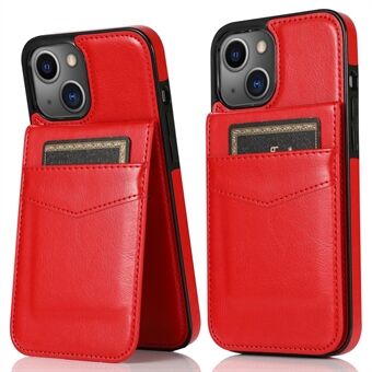 Anti-kras PU-leer gecoate TPU-telefoonhoes met ondersteuning en meerdere kaartsleuven voor iPhone 13 mini - Rood