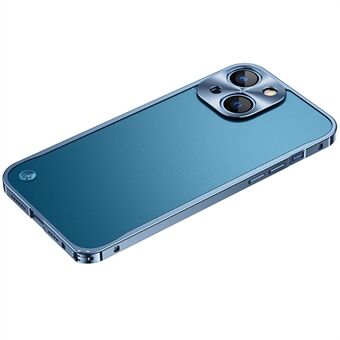 Anti-valbescherming Gehard Glas + Metalen Hybride Cover Mat Mobiele Telefoon Shell voor iPhone 13 mini - Blauw