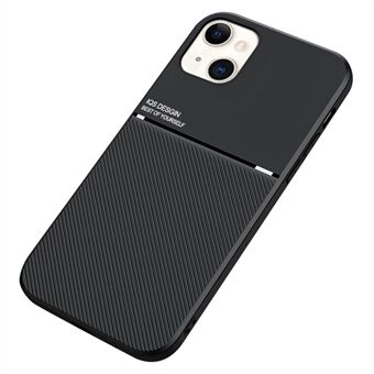 Voor iPhone 13 mini 5.4 Inch Nauwkeurige Uitgesneden Geweven Anti-val TPU + PU Lederen Telefoon Case met Ingebouwde Magnetische Metalen Plaat