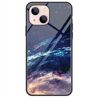 Telefoonhoes met patroonprint voor iPhone 13 mini 5,4 inch, krasbestendig gehard glas + achterkant van pc TPU-frame Hybride schokbestendige hoes