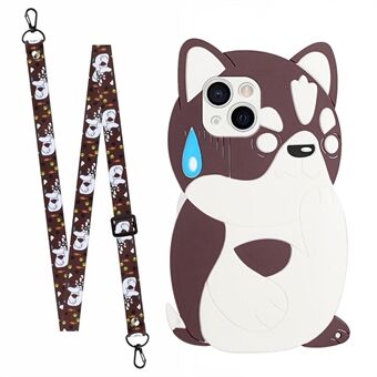 3D Effect Patterns TPU Phone Cover for iPhone 13 mini 5.4 inch, + Silicone Case with Long Lanyard