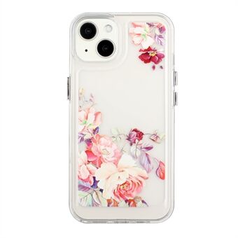 Flower Series for iPhone 13 mini 5.4 inch Acrylic+TPU Electroplated Metal Buttons Protector Flower Pattern Printed 2mm Thickened Shockproof Phone Case