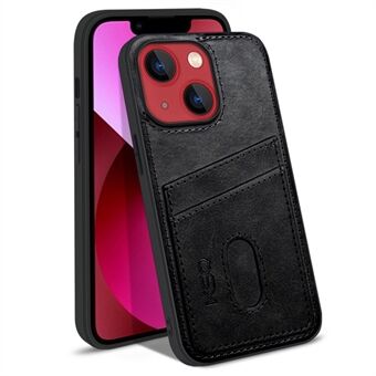 KSQ 003 Series for iPhone 13 mini 5.4 inch Shockproof Protective Case PU Leather Coated PC+TPU Hybrid Phone Shell with Card Slots