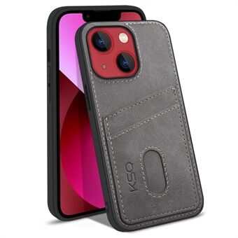 KSQ 003 Series for iPhone 13 mini 5.4 inch Shockproof Protective Case PU Leather Coated PC+TPU Hybrid Phone Shell with Card Slots