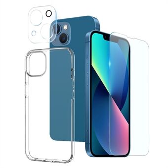 NORTHJO Voor iPhone 13 mini 5.4 inch Crystal Clear TPU Telefoon Case + Gehard Glas Screen Protector Back Camera Lens Protector