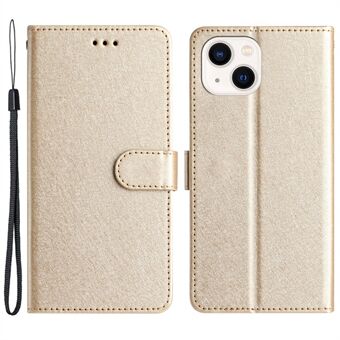 Flip Case voor iPhone 13 mini 5,4 inch Zijdetextuur PU lederen telefoonhoes Stand met polsband
