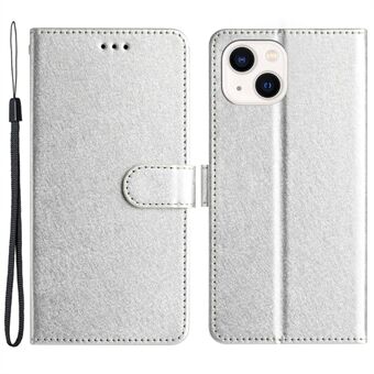 Flip Case voor iPhone 13 mini 5,4 inch Zijdetextuur PU lederen telefoonhoes Stand met polsband
