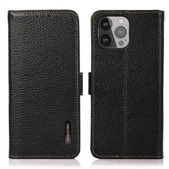 KHAZNEH Litchi Textuur Anti-diefstal Vegen Ontwerp Lederen Portemonnee Telefoon Case Shell voor iPhone 13 Pro Max 6.7 Inch