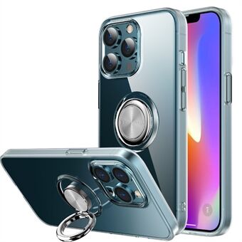 Helder kristal met Ring Support-houder Ondersteuning Automontage Schokbestendige TPU-cover voor telefoon 13 Pro Max 6,7 inch