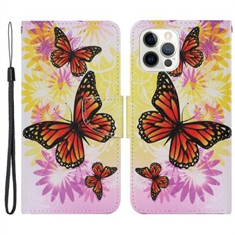 Kaartsleuven met patroonprint Leren mobiele hoes met riem met portemonnee en Stand voor iPhone 13 Pro Max 6,7 inch