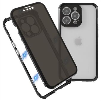 Schokabsorberend anti- Spy Dubbelzijdig gehard glas + slotgesp Ontwerp Magnetisch metalen frame Telefoonhoesje voor iPhone 13 Pro Max 6,7 inch